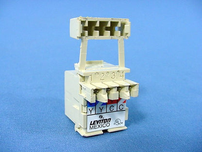 Leviton Ivory QuickPort 4-Pin S-Video Jack 110 Termination Cat 5 5e 6 40734-SVI