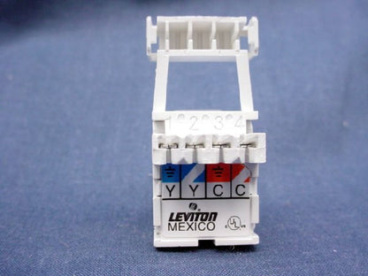 Leviton White QuickPort 4-Pin S-Video Jack 110 Termination Cat 5 5e 6 40734-SVW