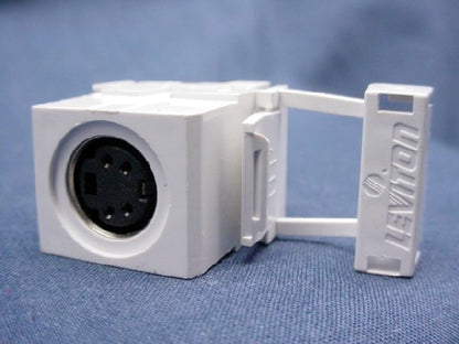 Leviton White QuickPort 4-Pin S-Video Jack 110 Termination Cat 5 5e 6 40734-SVW