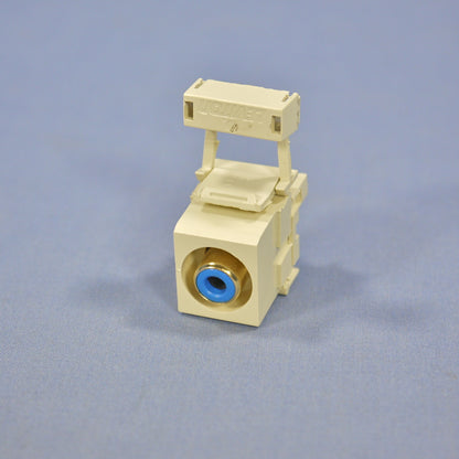 Leviton Quickport Ivory RCA Stereo Audio Gold Jack Blue Stripe 110 40735-RLI