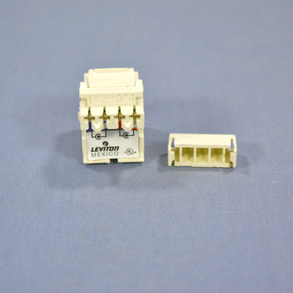 Leviton Quickport Almond RCA Stereo Audio Gold Jack Orange Stripe 40735-ROA
