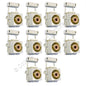 10 Leviton Quickport Ivory RCA Stereo Audio Gold Jacks Orange Stripe 40735-ROI