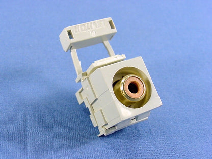Leviton Quickport Ivory RCA Stereo Audio Gold Jack Orange Stripe 40735-ROI