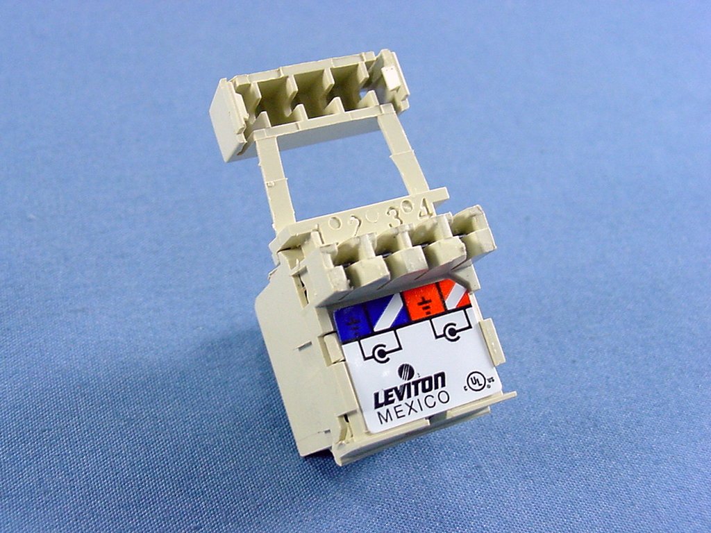 Leviton Quickport Ivory RCA Stereo Audio Gold Jack Orange Stripe 40735-ROI