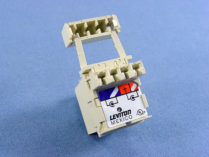 Leviton Quickport Ivory RCA Stereo Audio Gold Jack Orange Stripe 40735-ROI