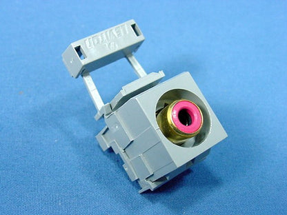 Leviton Quickport Gray RCA Stereo Audio Jack Red Stripe Barrel Cat 6 40735-RRG