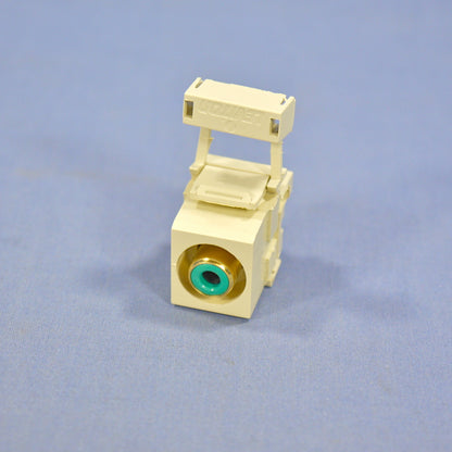 Leviton Quickport Ivory RCA Stereo Audio Gold Jack Green Stripe Barrel 40735-RVI
