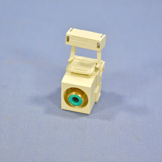 Leviton Quickport Ivory RCA Stereo Audio Gold Jack Green Stripe Barrel 40735-RVI