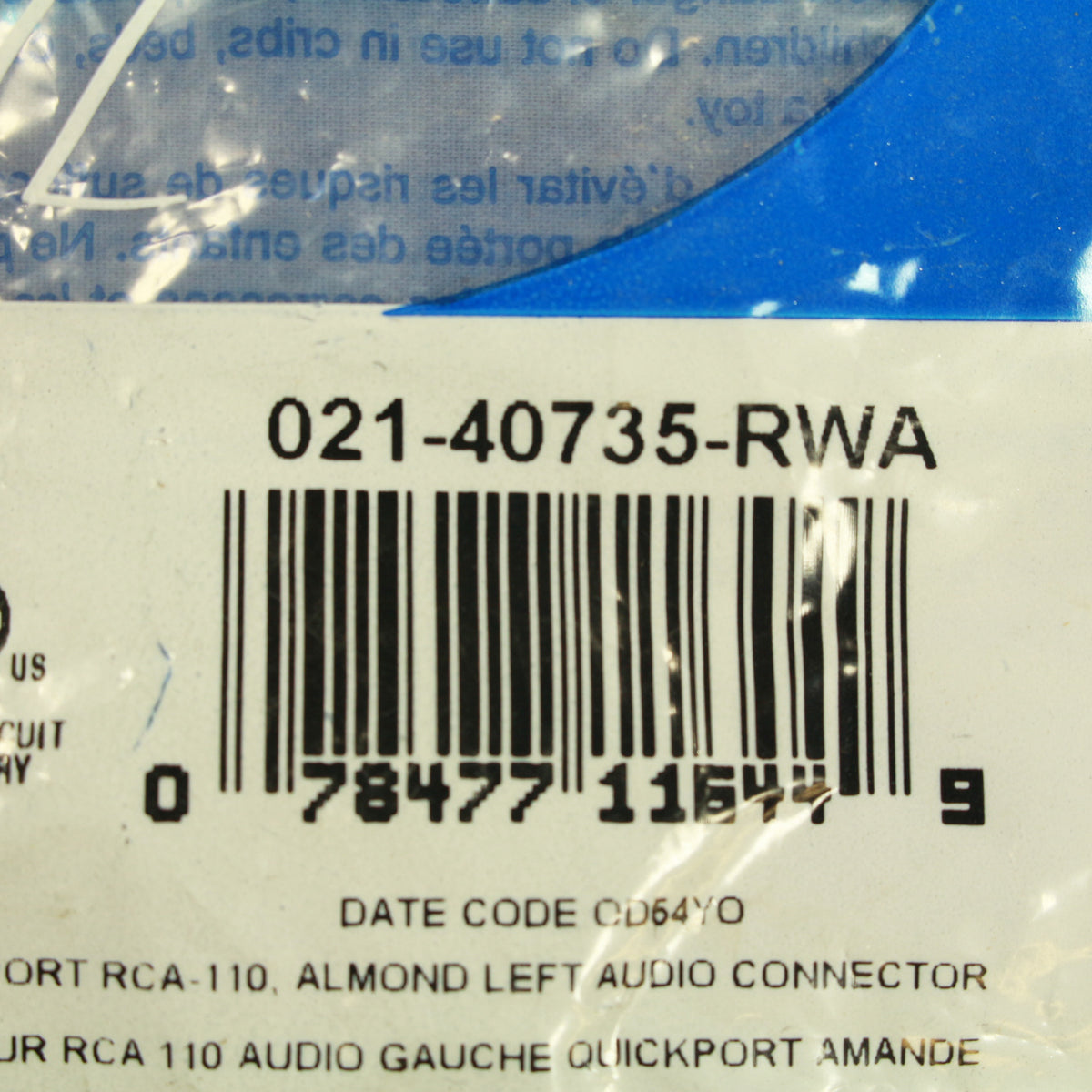 Leviton Quickport Almond RCA Stereo Audio Gold Jack White Strip Barrel 40735-RWA