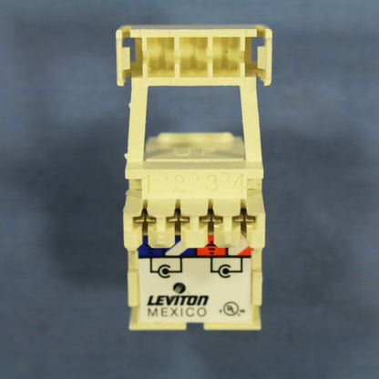 Leviton Quickport Almond RCA Stereo Audio Gold Jack White Strip Barrel 40735-RWA
