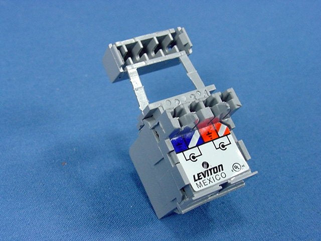 Leviton 40735-RWG Gray Quickport RCA Stereo Audio Jack White Stripe Barrel Cat 6