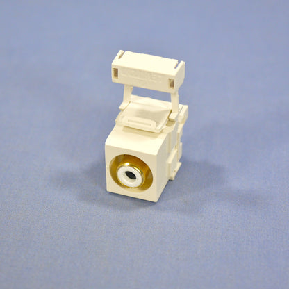 Quickport Light Almond RCA Stereo Audio Jack White Stripe Gold Barrel 40735-RWT