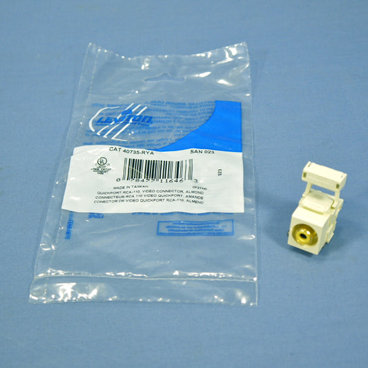 Quickport Almond RCA Stereo Audio Jack Yellow Stripe Gold Barrel 40735-RYA