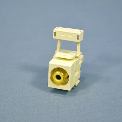 Quickport Almond RCA Stereo Audio Jack Yellow Stripe Gold Barrel 40735-RYA