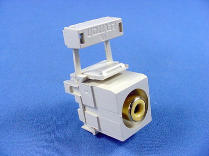 Quickport Ivory RCA Stereo Audio Jack Yellow Stripe Gold Barrel 40735-RYI