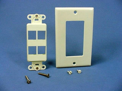 Leviton Almond 4-Port Quickport Decora Insert Platform Brass Bushings 40754-BA