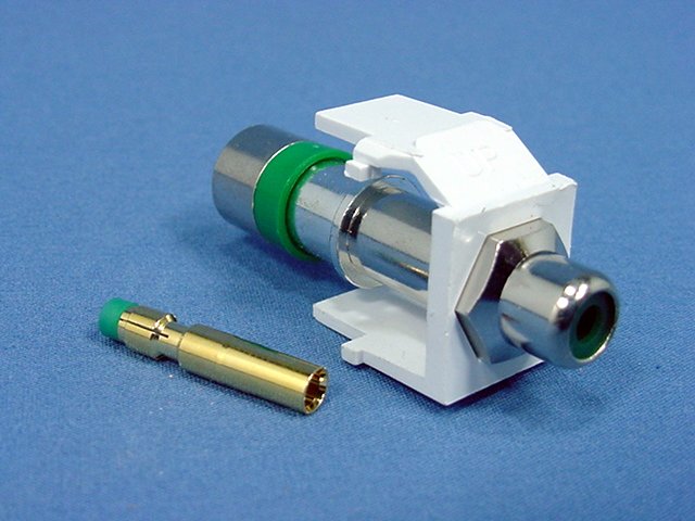 Leviton Quickport White Compression RCA Coax Connector Green Center 40782-RVW