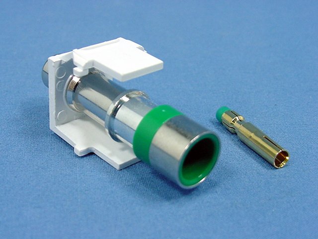 Leviton Quickport White Compression RCA Coax Connector Green Center 40782-RVW