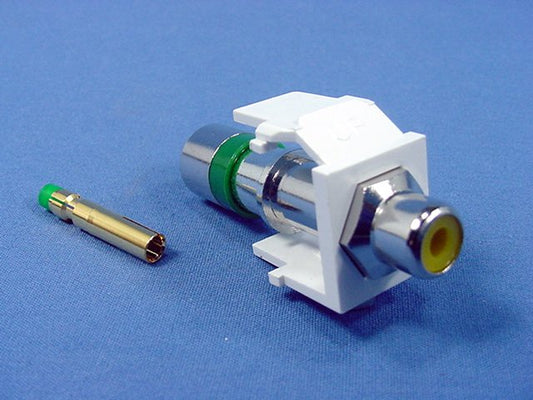 Leviton Quickport White Compression RCA Coax Connector Yellow Center 40782-RYW