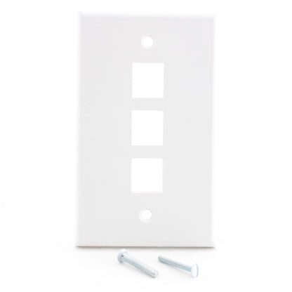 Leviton 40803-BW White 3-Port 1-Gang Quickport Wallplate Cover Plate Residential