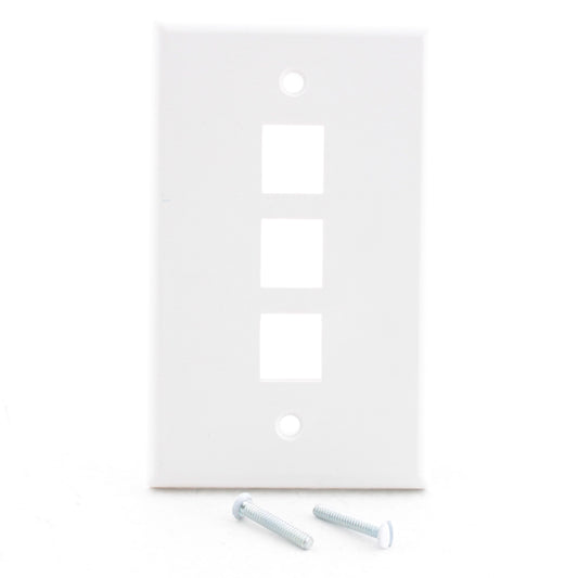 Leviton 40803-BW White 3-Port 1-Gang Quickport Wallplate Cover Plate Residential