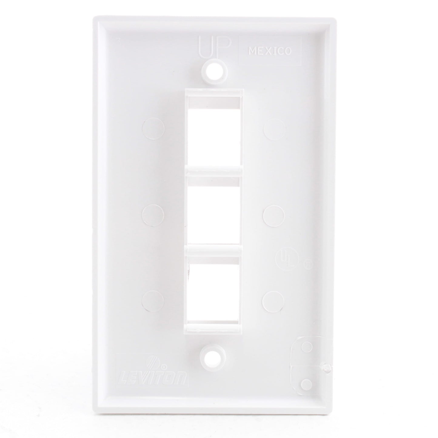 Leviton 40803-BW White 3-Port 1-Gang Quickport Wallplate Cover Plate Residential