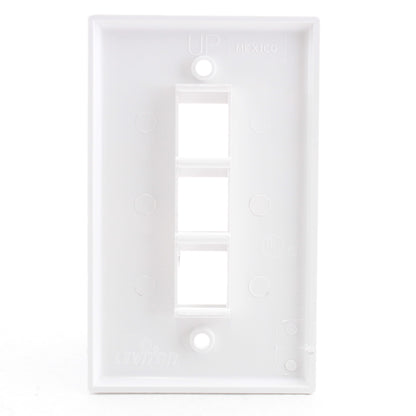 Leviton 40803-BW White 3-Port 1-Gang Quickport Wallplate Cover Plate Residential