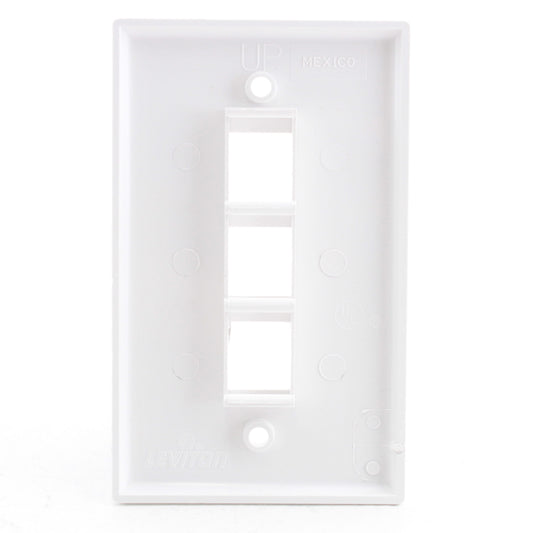 Leviton 40803-BW White 3-Port 1-Gang Quickport Wallplate Cover Plate Residential