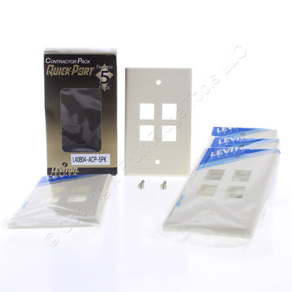 Leviton 40804-ACP Almond 1-Gang 4-Port Unbreakable Nylon Wallplate Covers 5pcs