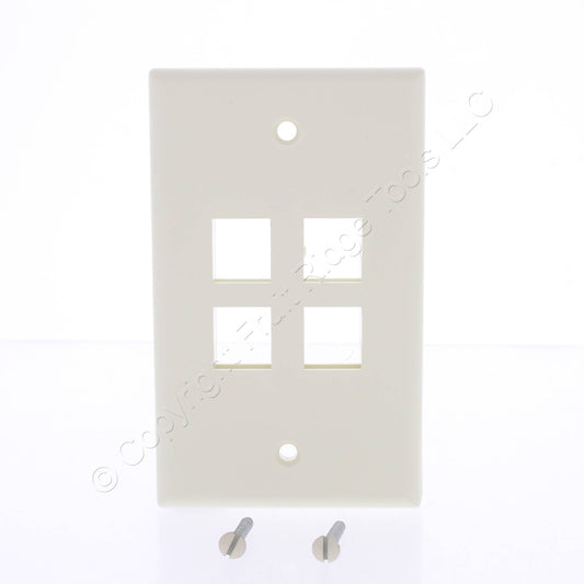 Leviton 40804-0BA Almond 1-Gang 4-Port Unbreakable Nylon Wallplate Covers
