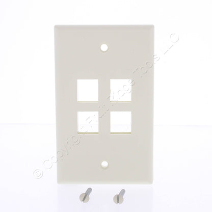 Leviton 40804-ACP Almond 1-Gang 4-Port Unbreakable Nylon Wallplate Covers 5pcs