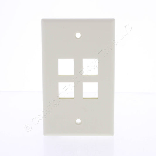 Leviton 40804-0BA Almond 1-Gang 4-Port Unbreakable Nylon Wallplate Covers