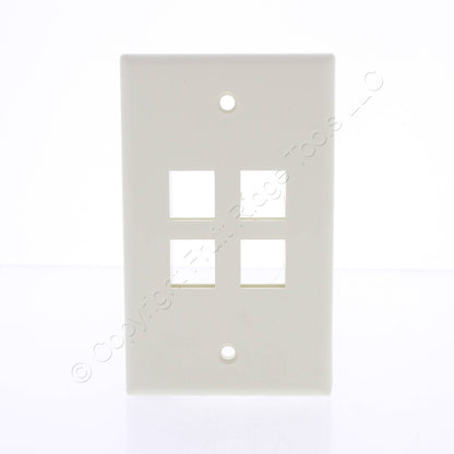 Leviton 40804-ACP Almond 1-Gang 4-Port Unbreakable Nylon Wallplate Covers 5pcs