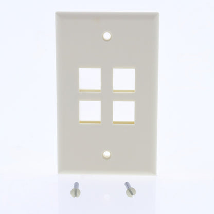 Leviton 40804-BA Ivory 1-Gang Flush Mount 4-Port Quickport Wallplate Covers