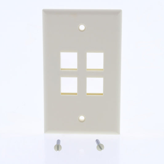 Leviton 40804-BA Ivory 1-Gang Flush Mount 4-Port Quickport Wallplate Covers