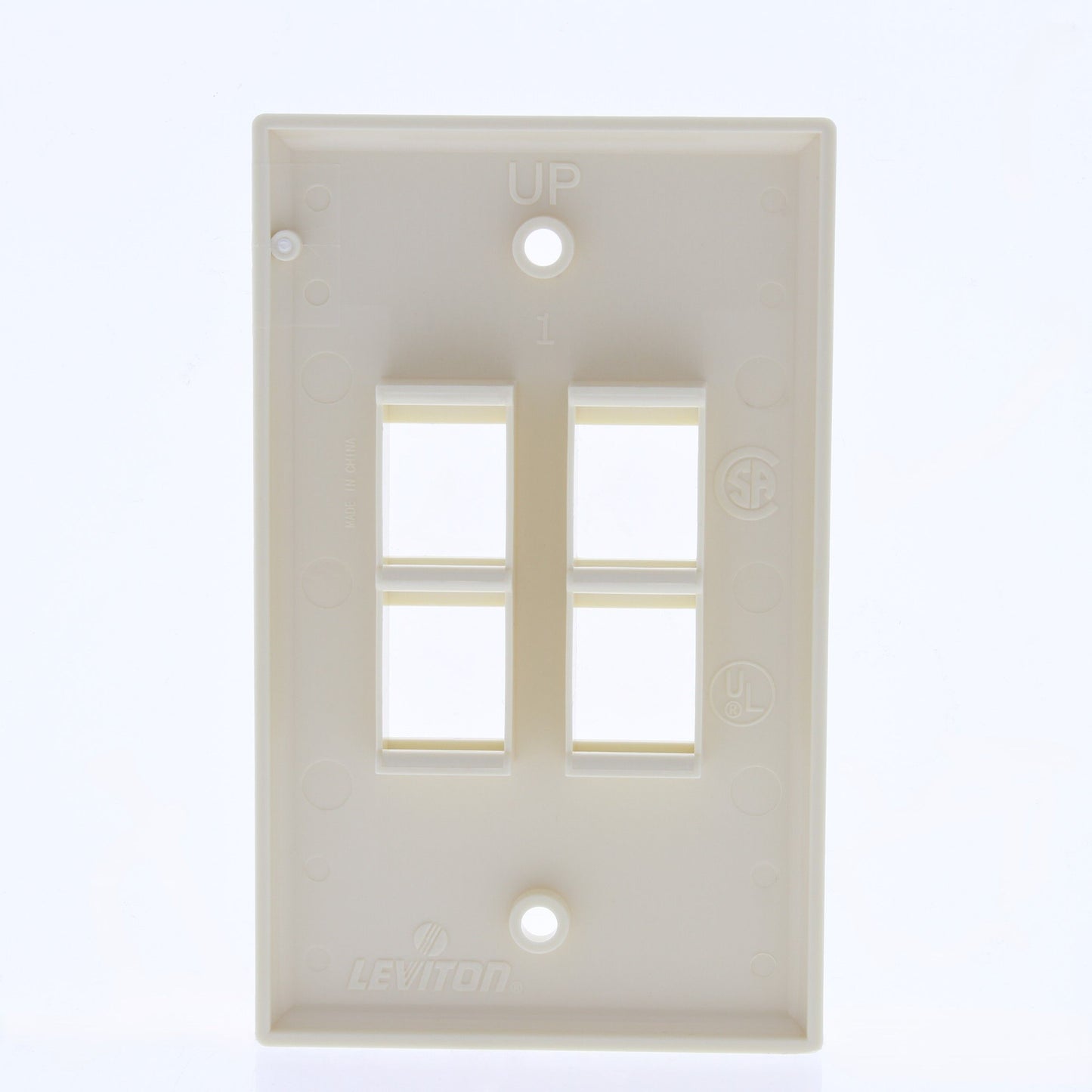 Leviton 40804-BA Ivory 1-Gang Flush Mount 4-Port Quickport Wallplate Covers