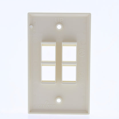 Leviton 40804-BA Ivory 1-Gang Flush Mount 4-Port Quickport Wallplate Covers