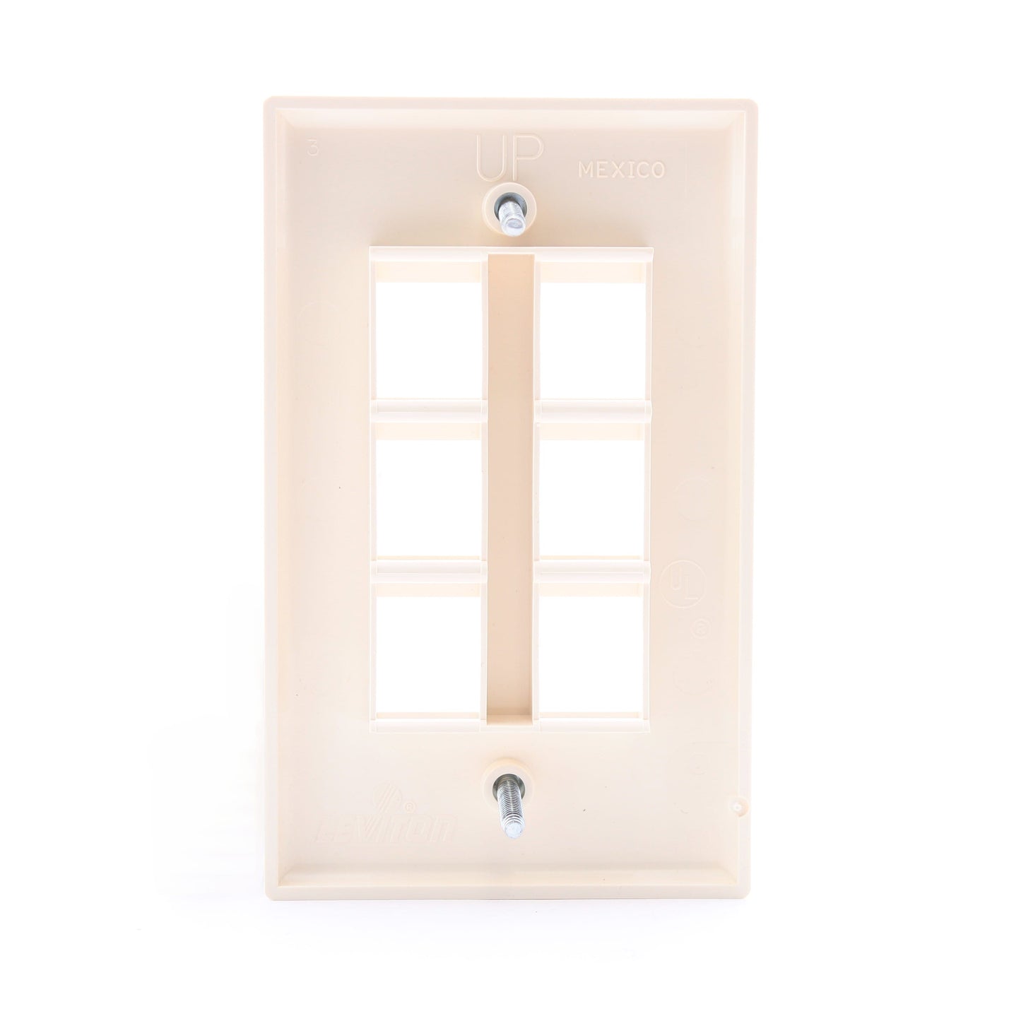 Leviton 40806-ACP Almond 1-Gang 6-Quickport Unbreakable Standard Wallplate Cover