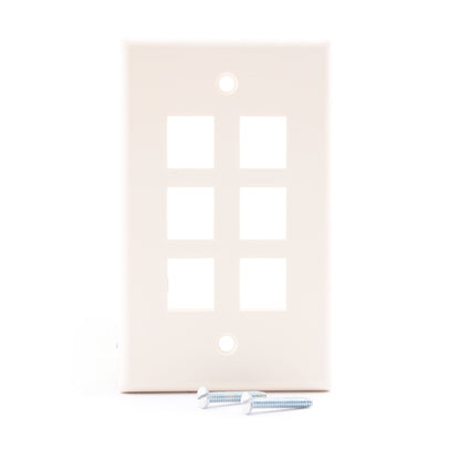 Leviton 40806-ACP Almond 1-Gang 6-Quickport Unbreakable Standard Wallplate Cover