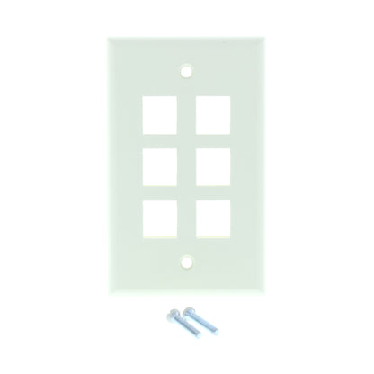 Leviton 40806-BA Almond 1-Gang Quickport Jack Flush Mount 6-Port Nylon Wallplate
