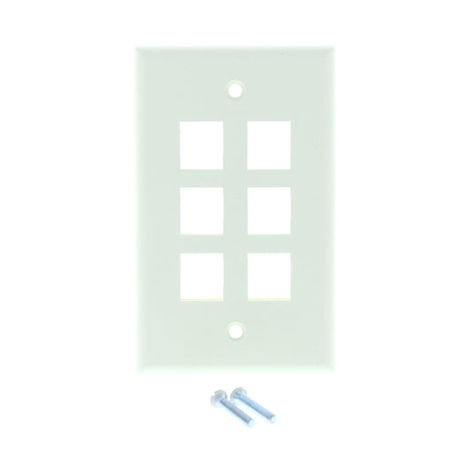 Leviton 40806-BA Almond 1-Gang Quickport Jack Flush Mount 6-Port Nylon Wallplate