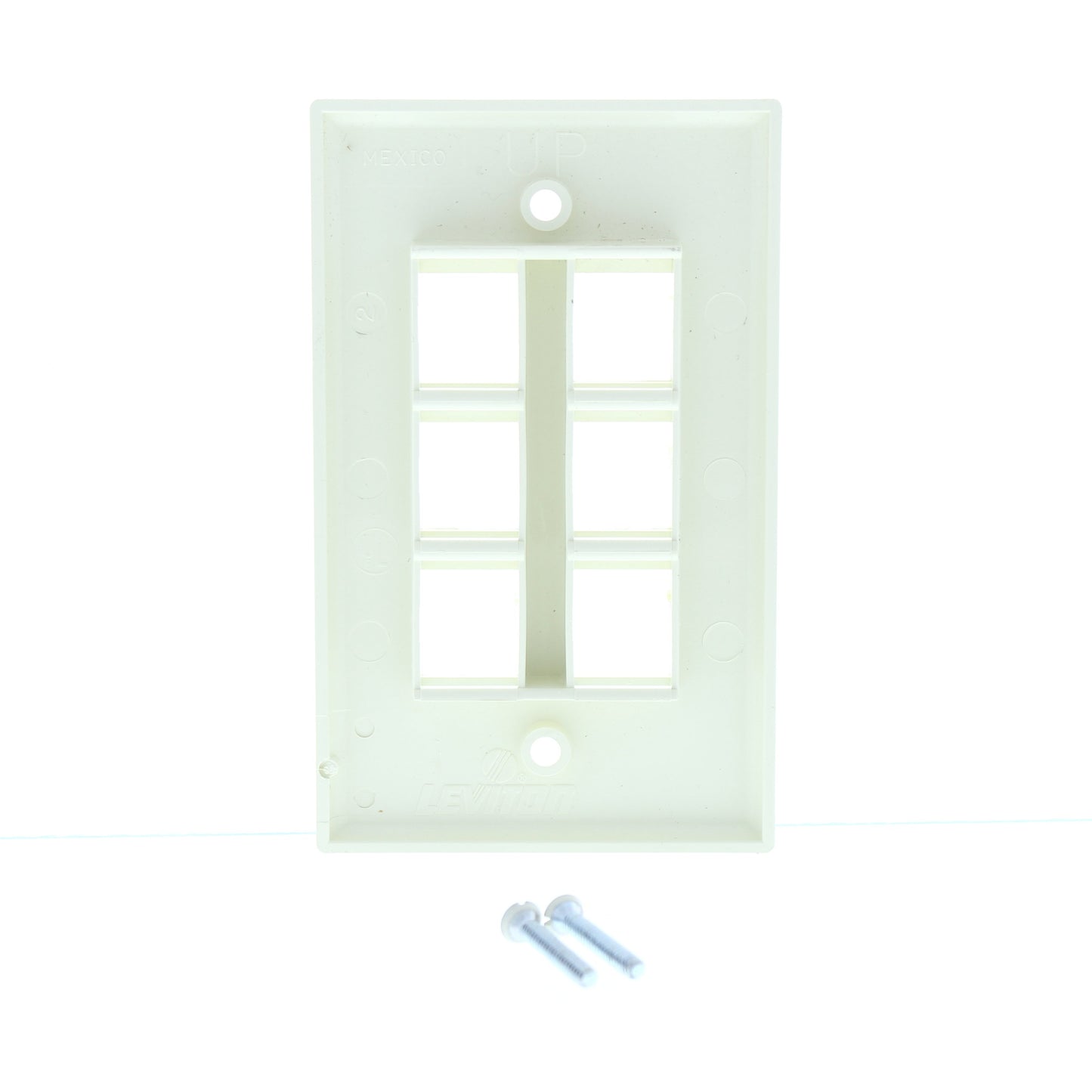 Leviton 40806-BA Almond 1-Gang Quickport Jack Flush Mount 6-Port Nylon Wallplate