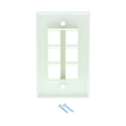Leviton 40806-BA Almond 1-Gang Quickport Jack Flush Mount 6-Port Nylon Wallplate