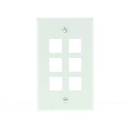 Leviton 40806-BA Almond 1-Gang Quickport Jack Flush Mount 6-Port Nylon Wallplate