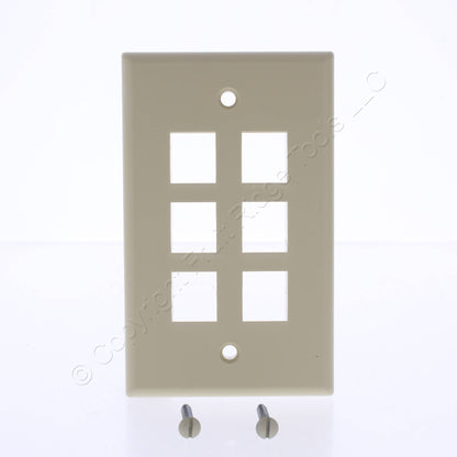 Leviton 40806-ICP Ivory Quickport 6-Port 1-Gang Wallplates 5-Pack
