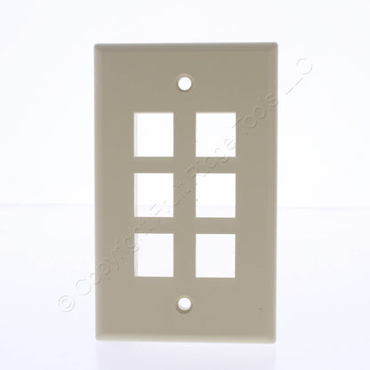 Leviton 40806-ICP Ivory Quickport 6-Port 1-Gang Wallplates 5-Pack