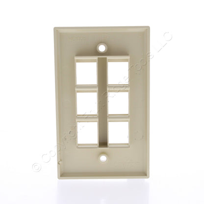 Leviton 40806-ICP Ivory Quickport 6-Port 1-Gang Wallplates 5-Pack