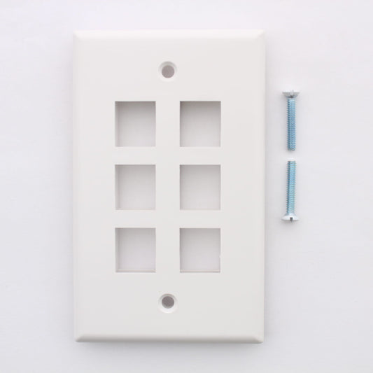 5 Leviton White Flush Mount Quickport 6-Port Wallplate Covers Housing 40806-W
