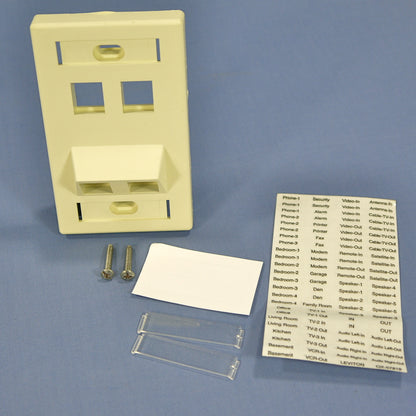 Leviton Almond Quickport Angled 1-Gang Labeled 4-Port Wallplate Cover 40807-AR