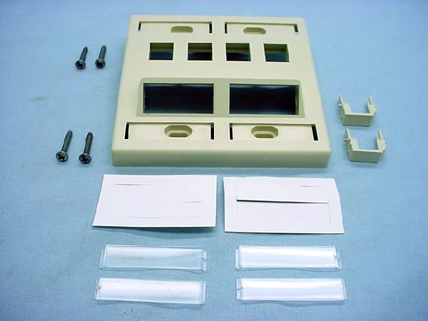 Leviton Ivory 2-Gang Flush Mount 8-Port Quickport Angled Wallplate 40807-B2I